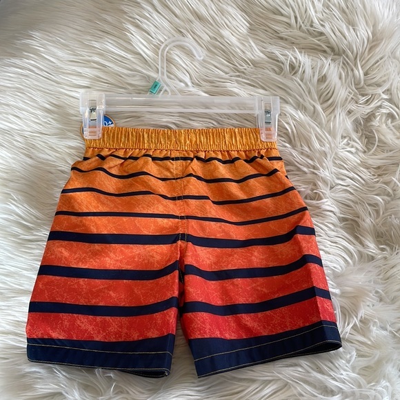 Kidgets orange yellow black striped boys swim trunks swimsuit board shorts SZ 2T - Picture 3 of 17